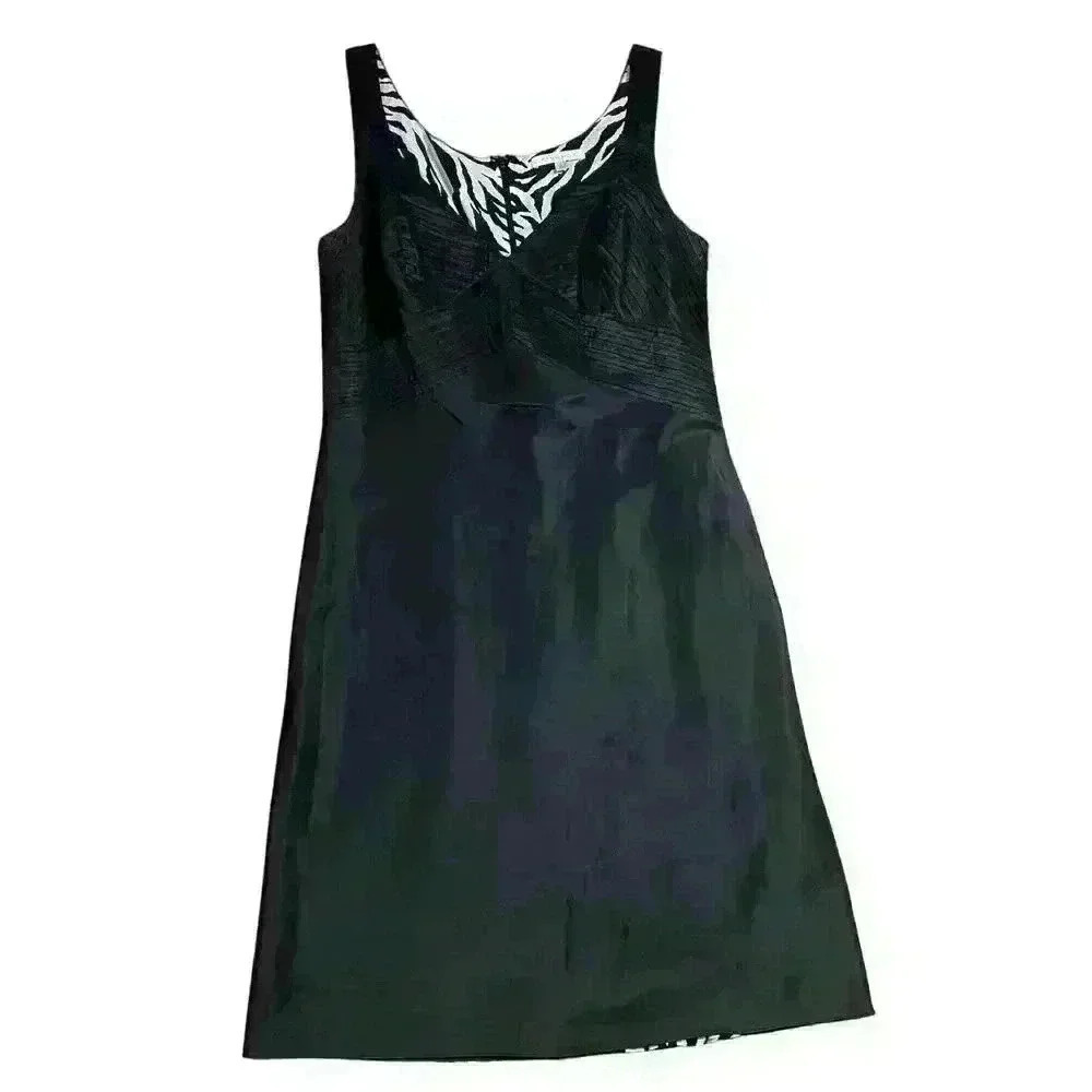 FIORI DI ZUCCA Black Mini Cocktail Dress Size 6 100% Silk Lightweight Party
